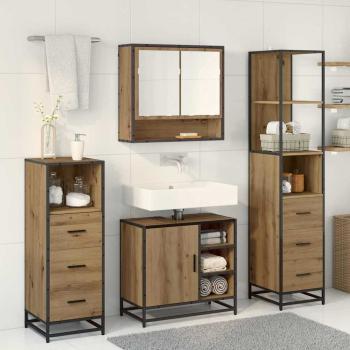 Badezimmermöbel Set mit Tür 4 pcs Artisan-Eiche 65 x 33 x 60 cm