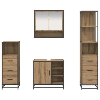Badezimmermöbel Set mit Tür 4 pcs Artisan-Eiche 65 x 33 x 60 cm