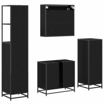 Badezimmermöbel Set 4 pcs Schwarz Eichen-Optik 65 x 33 x 60 cm
