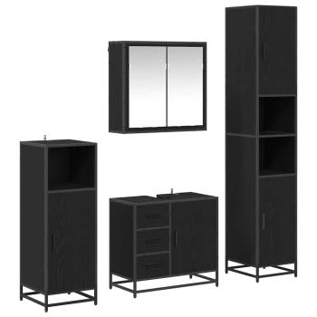 Badezimmermöbel Set 4 pcs Schwarz Eichen-Optik 65 x 33 x 60 cm