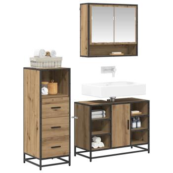 Badezimmermöbel Set mit Tür 3 pcs Artisan-Eiche 80 x 33 x 60 cm