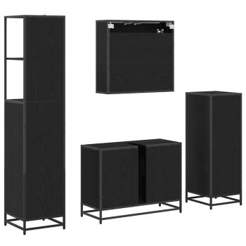 Badezimmermöbel Set 4 pcs Schwarz Eichen-Optik 80 x 33 x 60 cm