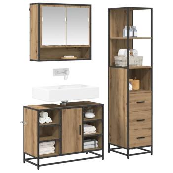 Badezimmermöbel Set 3 pcs Artisan-Eiche 35 x 37,5 x 166 cm