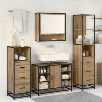 Badezimmermöbel Set 3 pcs Artisan-Eiche 35 x 37,5 x 166 cm