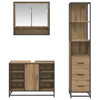 Badezimmermöbel Set 3 pcs Artisan-Eiche 35 x 37,5 x 166 cm