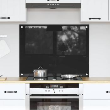 ARDEBO.de - Küchenrückwand Schwarz 80 x 60 x 0.8 cm Gehärtetes Glas