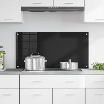 Küchenrückwand Schwarz 100 x 50 cm Gehärtetes Glas