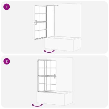 Bad-Duschschirm Schwarz und Transparent 80 x 67 x 129.5 cm