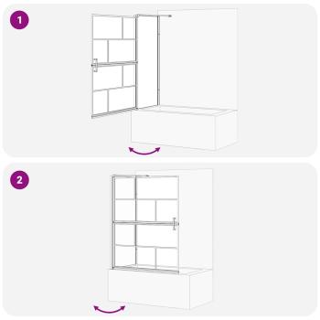 Bad-Duschschirm Schwarz und Transparent 100 x 67 x 129.5 cm
