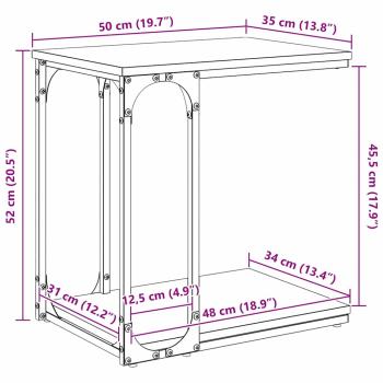 Beistelltisch mit Regal Schwarz Eichen-Optik 50 x 35 x 52 cm