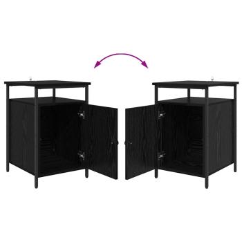 Nachttisch Schwarz Eichen-Optik 40 x 42 x 60cm Holzwerkstoff