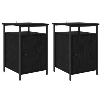 Nachttisch 2 pcs Schwarz Eichen-Optik 40 x 42 x 60cm