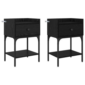 Nachttisch 2 pcs Schwarz Eichen-Optik 40 x 29 x 60 cm