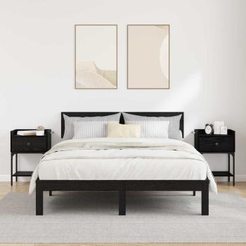 Nachttisch 2 pcs Schwarz Eichen-Optik 40 x 29 x 60 cm