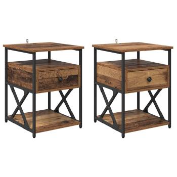 Nachttisch 2 pcs Altholz 40 x 42 x 55 cm Holzwerkstoff
