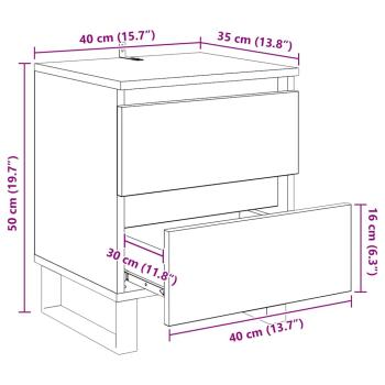 Nachttisch mit Schubladen Altholz 40 x 35 x 50 cm Holzwerkstoff