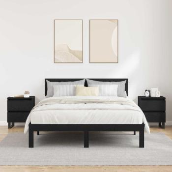 Nachttisch 2 pcs Schwarz Eichen-Optik 40 x 35 x 50 cm
