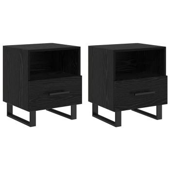 Nachttisch 2 pcs Schwarz Eichen-Optik 40 x 35 x 47,5 cm