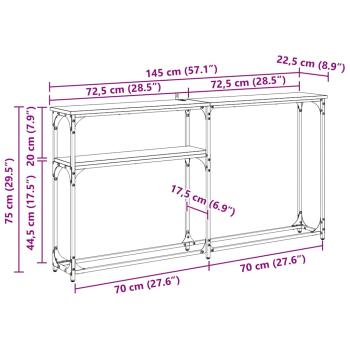 Konsolentisch Schwarz Eichen-Optik 145x22.5x75cm Holzwerkstoff
