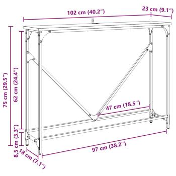 Konsolentisch Schwarz Eichen-Optik 102 x 22,5 x 75 cm