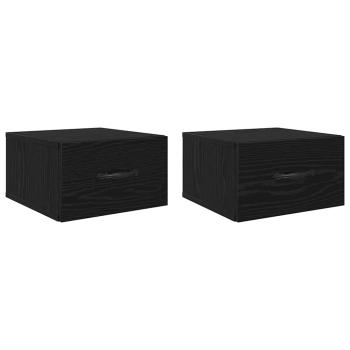 Nachttisch 2 pcs Schwarz Eichen-Optik 35 x 35 x 20 cm