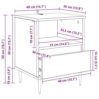 Nachttisch mit Schubladen Altholz 40 x 35 x 50 cm Holzwerkstoff