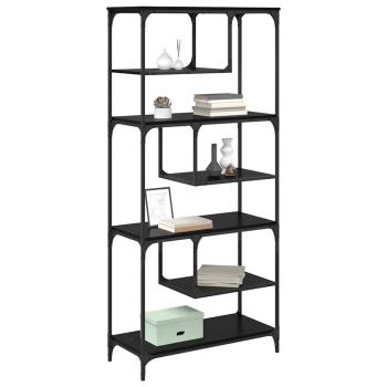 Bücherregal Schwarz Eichen-Optik 81 x 36 x 176 cm Holzwerkstoff