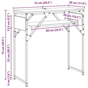 Konsolentisch Schwarz Eichen-Optik 75x30x75cm Holzwerkstoff