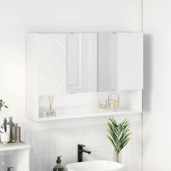 ARDEBO.de - Badezimmer-Spiegelschrank Hochglanz-Weiß 80 x 17 x 55 cm