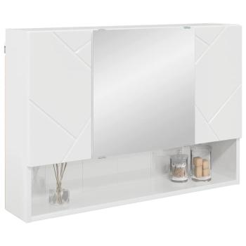 Badezimmer-Spiegelschrank Hochglanz-Weiß 80 x 17 x 55 cm