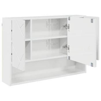 Badezimmer-Spiegelschrank Hochglanz-Weiß 80 x 17 x 55 cm