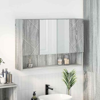 ARDEBO.de - Badezimmer-Spiegelschrank mit Tür Grau Sonoma 80 x 17 x 55 cm