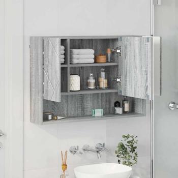 Badezimmer-Spiegelschrank mit Tür Grau Sonoma 80 x 17 x 55 cm