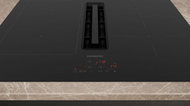 Siemens ED611BS16E iQ300 Induktionskochfeld mit Dunstabzug, 60cm breit, Rahmenlos aufliegend, schwarz