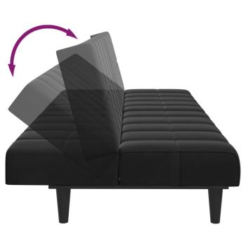 Schlafsofa 2-Sitzer mit Fußhocker Schwarz Samt