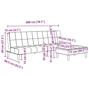Schlafsofa 2-Sitzer mit Fußhocker Schwarz Samt