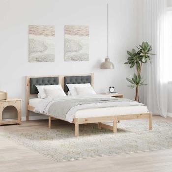 ARDEBO.de - Bettgestell mit Kopfteil Dunkelgrau 140 x 200 cm Stoff