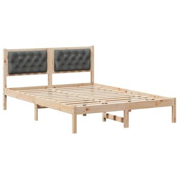 Bettgestell mit Kopfteil Dunkelgrau 140 x 200 cm Stoff
