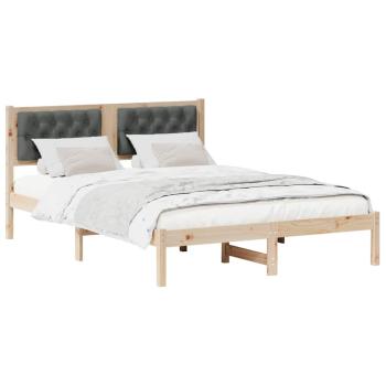 Bettgestell mit Kopfteil Dunkelgrau 140 x 200 cm Stoff