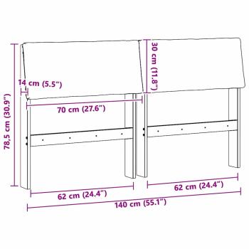 Gepolstertes Kopfteil Taupe 140 cm Massives Kiefernholz