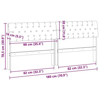 Gepolstertes Kopfteil Hellgrau 180 cm Massives Kiefernholz