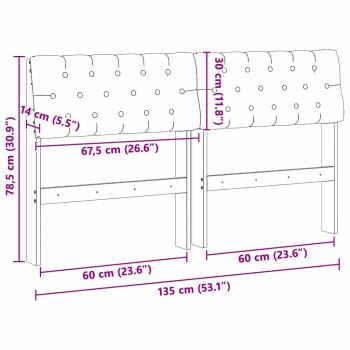 Gepolstertes Kopfteil Dunkelgrau 135 cm Massives Kiefernholz