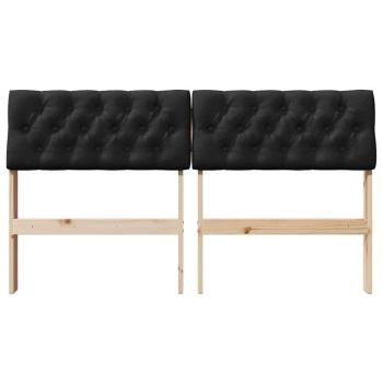 Gepolstertes Kopfteil Schwarz 135 cm Massives Kiefernholz