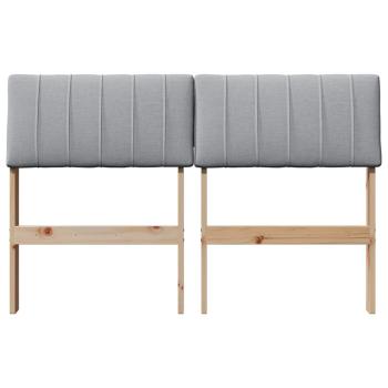 Gepolstertes Kopfteil Hellgrau 120 cm Massives Kiefernholz