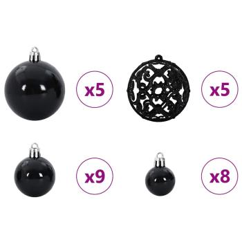 Künstlicher vorbeleuchteter Weihnachtsbaum mit Kugelset Grün