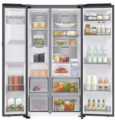 Samsung RS80F65KDFEF Stand Side-by-Side Kombination, 91,2 cm breit, 640 L, NoFrost+, Wassertank, WIFI, Wasser-/Eiswürfel, schwarz