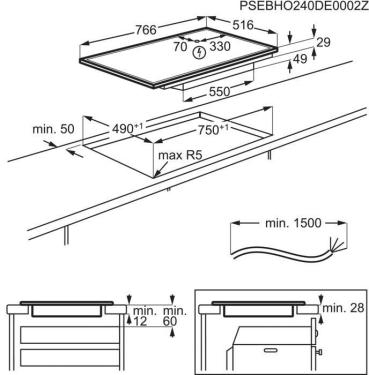 AEG OIO84A00XB Autarkes Induktionskochfeld, 76,6 cm breit, Timer, Kindersicherung, Verriegelungsfunktion, Hob²Hood, Edelstahlrahmen