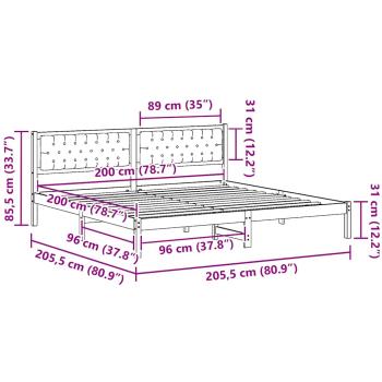 Bettgestell mit Kopfteil Hellgrau 200 x 200 cm Stoff