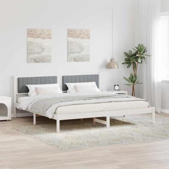 ARDEBO.de - Bettrahmen mit Kopfteil Hellgrau 200 x 200 cm Stoff