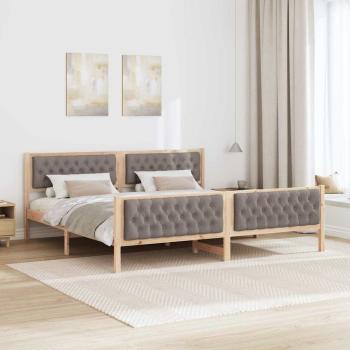 Bettgestell mit Kopfteil Taupe 200 x 200 cm Stoff